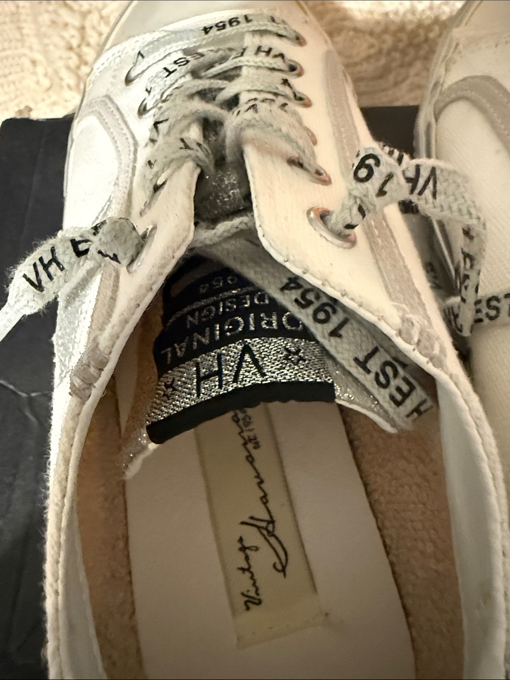 VHNY White and Silver Low-Top Lace-Up Sneakers